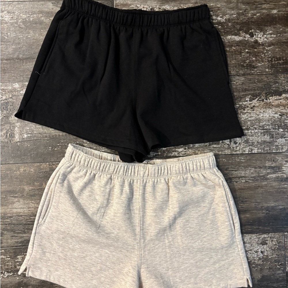 Danskin Black and Gray Athletic Shorts Elastic Waistband